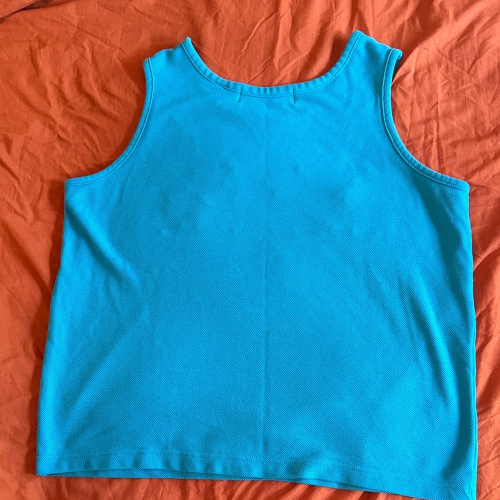 Karen Scott Bright Turquoise Tank with Colorful Fruit Embroidery - Picture 7 of 7